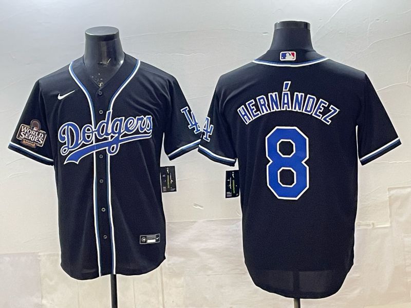 Men 2025 Nike Los Angeles Dodgers #8 Hernandez Black MLB Jersey style 008